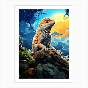 Lizard In The Moonlight Art Print