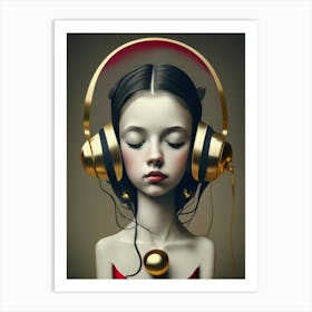 Girl With Headphones 46 Art Print