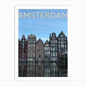 Amsterdam and Canals Travel Poster Art  Art Print