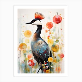 Bird Painting Collage Grebe 2 Art Print