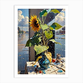Sunflower In A Vase Art Print
