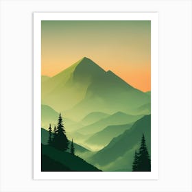 Misty Mountains Vertical Composition In Green Tone 145 Art Print