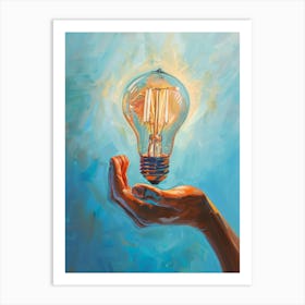 Light Bulb In Hand Art Print