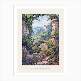 Dinosaur Ancient Ruins Painting 1 Poster Art Print