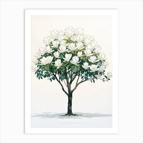 Magnolia Tree Pixel Illustration 2 Art Print