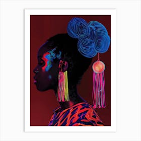 African Woman With Colorful Earrings 2 Art Print