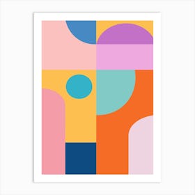 Playful Colorful Cute Aesthetic Geometric Color Block Shapes Art Print