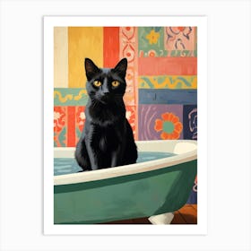 Black Cat In Bathtub Art Print