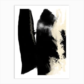Black And Neutral Abstract Painting Art Print