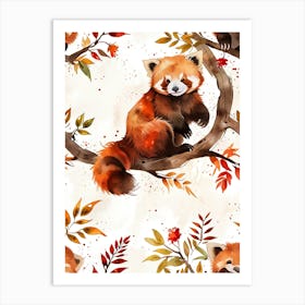 Red Panda Seamless Pattern Art Print