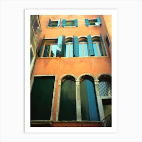 Terracotta House With Green Shutters Venice Italy Art Print