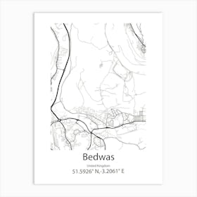 Bedwas,United Kingdom Minimalist Map Affiche