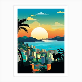 Rio De Janeiro, Brazil Skyline With A Cat 0 Art Print