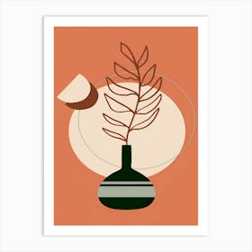 Vase With A Leaf Art Print