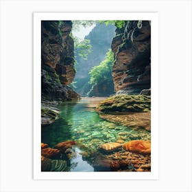 Waterfall In A Canyon 1 Art Print