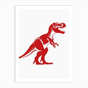 Red T Rex Silhouette 3 Art Print