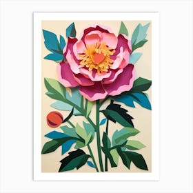 Cut Out Style Flower Art Peony 1 Art Print