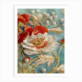 Embroidered Flowers 9 Art Print