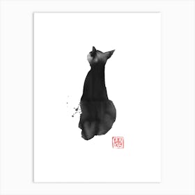 Cat Black Art Print