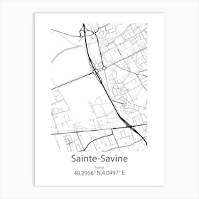 Sainte Savine,France Minimalist Map Art Print