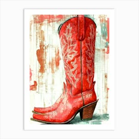 Red Cowboy Boots 2 Art Print