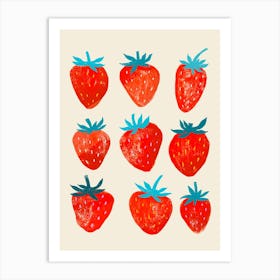 Minimalistic Strawberries Art Print