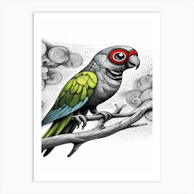 Topaz Parrot On A Branch Art Print