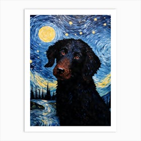 Curly-coated Retriever Starry Night Dog Portrait Art Print