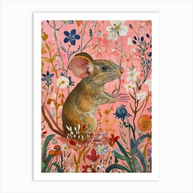 Floral Animal Painting Mouse 2 Art Print