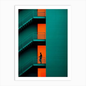 teal orange building Art Print