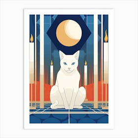 White Cat Tarot Card Illustration 0 Art Print