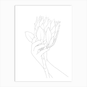 Line Protea Flower Art Print