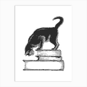 Black Cat On Books Poster