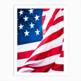 American Flag Unfurling In The Breeze Colors Transitioning From Rippled White At The Top To Rippled (3) Art Print