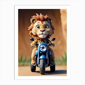 Lion Riding A Motorcycle 1 Art Print