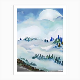 Winter Landscape With Trees And Clouds Art Print