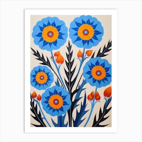 Flower Motif Painting Cornflower 3 Art Print