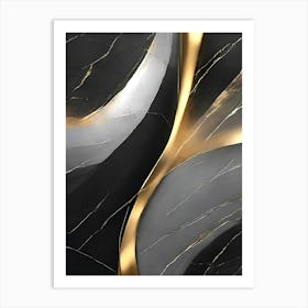Abstract Black Gold Marble Wall Art Art Print