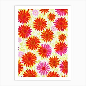 Gazania Floral Print Retro Pattern 1 Flower Art Print