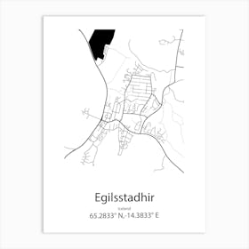 Egilsstadhir,Iceland Minimalist Map Art Print