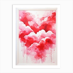 Abstract Acrylic Illustration Of Voluminous Clouds Symbolizing Love With Splashes Of Bright Red Re 2 1 Art Print