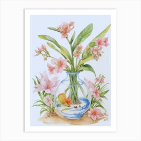 Pink Flowers In A Vase Art Print