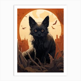 Bat Eared Fox Moon Illustration 3 Art Print