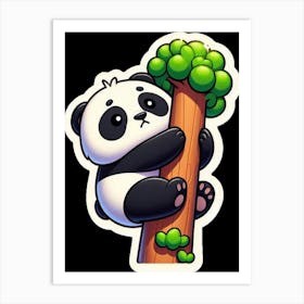 Panda Climbing Tree Art Print