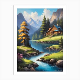 Cabin In The Mountains 4 Art Print