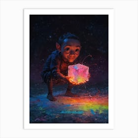 Child Holding A Colorful Box Art Print