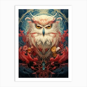 Owl Floral Art Print