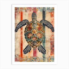 Wallpaper Inspired Red Tone Sea Turtle Art Print