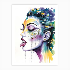 Girl With Colorful Makeup Art Print