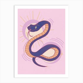 Pink Colourful Snake Illustration Art Print